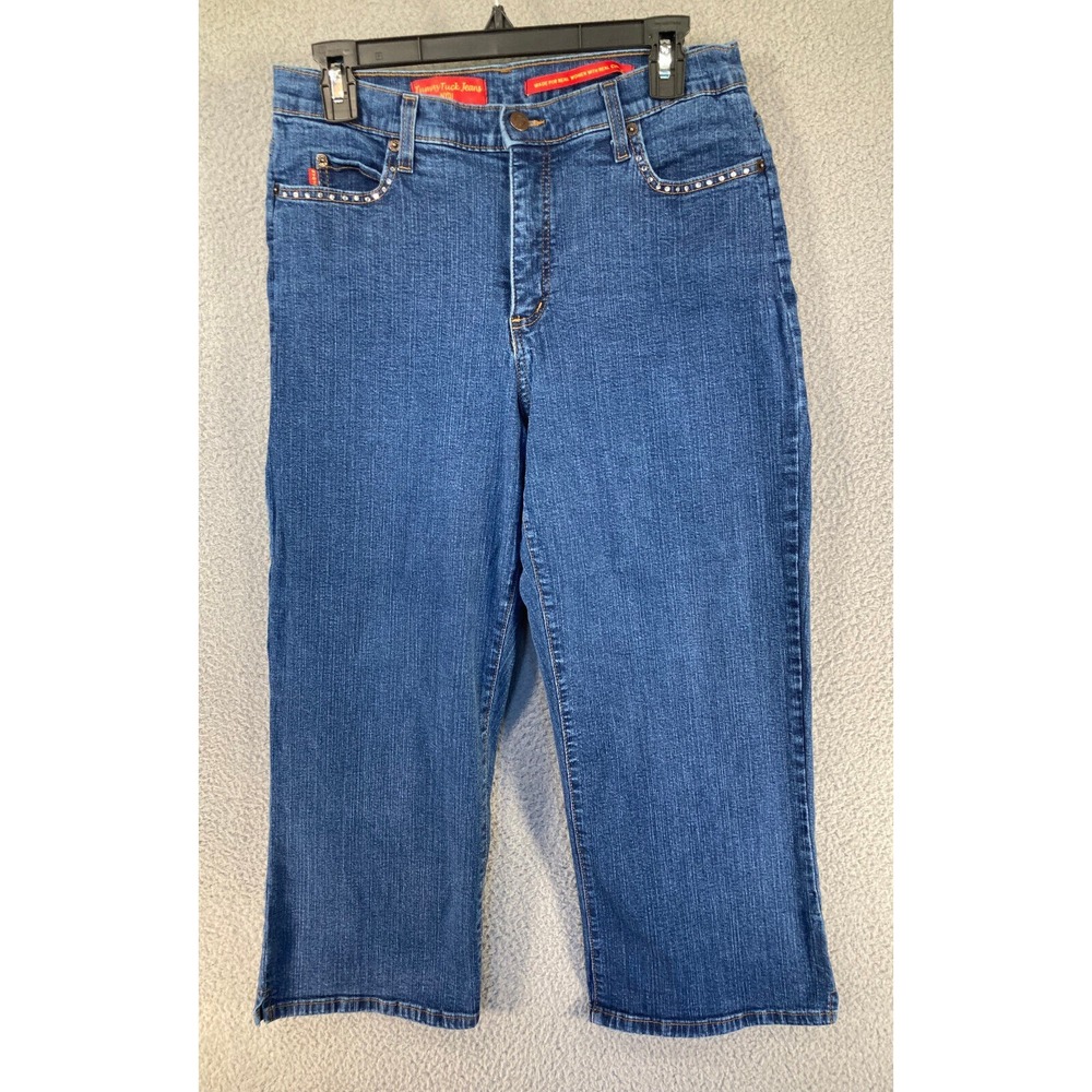 NYDJ Not Your Daughter's Jeans Women's‎ 12 Blue Tummy Tuck Crop Rhinestones